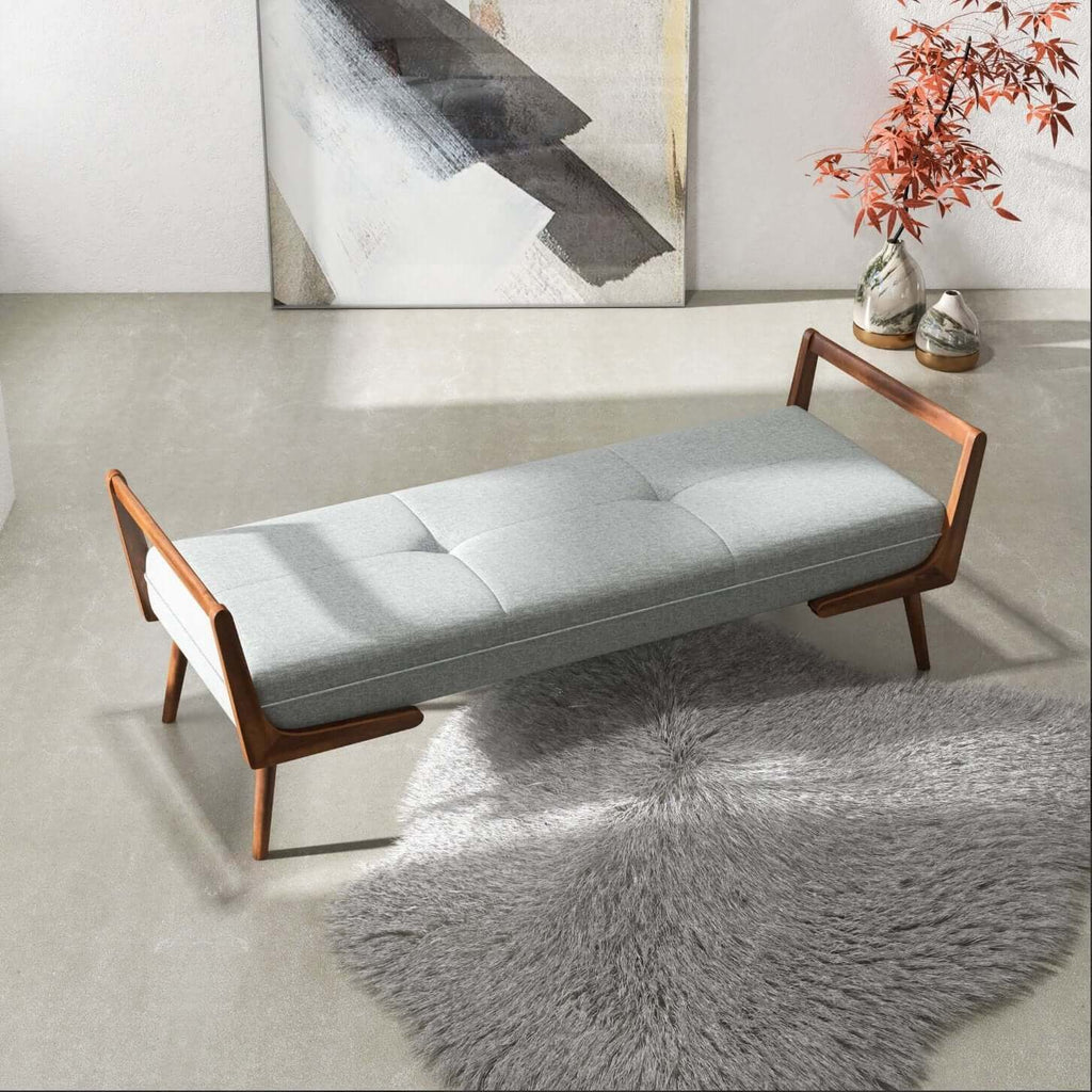 Cora MCM Gray Upholstered Fabric Bench 51