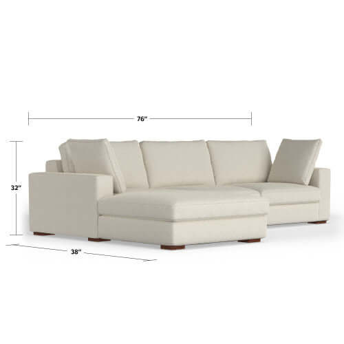Charlie Modern Deep Seat Sectional Chaise Sofa 122 (2 Colors)