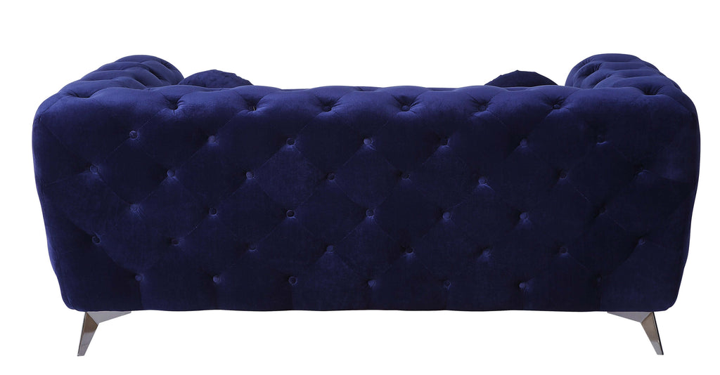 Atronia Luxe Deco Blue Velvet Sofa Loveseat 72L