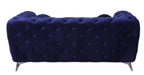 Atronia Luxe Deco Blue Velvet Sofa Loveseat 72L