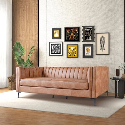 Angelina Midcentury Channel Tufted Sofa 84 (6 Colors)