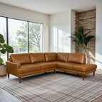 Corbin MCM Tan Leather Sectional Chaise Sofa 108