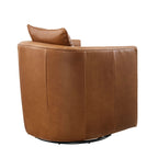 Jasmine Top Grain Brown Leather Swivel Accent Chair