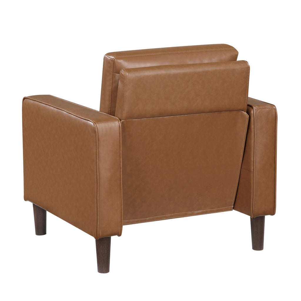 MCM Brown Faux Leather Upholstered Armchair