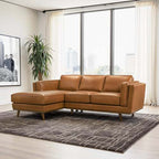 Chase MCM Tan Leather Chaise Sofa Sectional 92