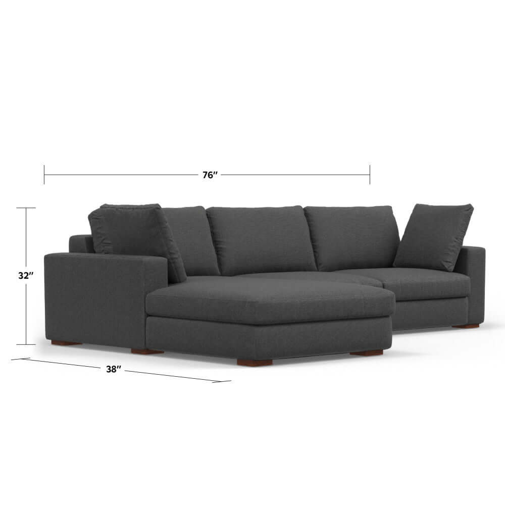 Charlie Modern Deep Seat Sectional Chaise Sofa 122 (2 Colors)
