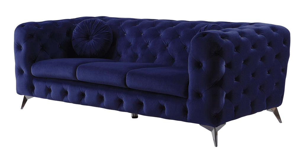 Atronia Luxe Deco Blue Velvet Sofa 90L
