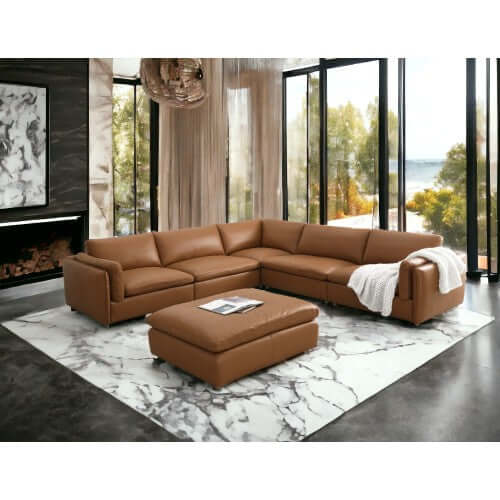 Brighton Leather 5 Piece Modular Corner Sofa Sectional 142
