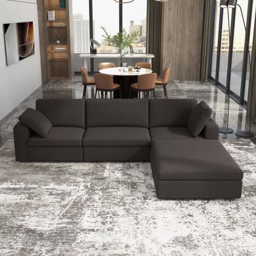 Cecilia Dark Gray Modular Chaise Sofa Sectional 121