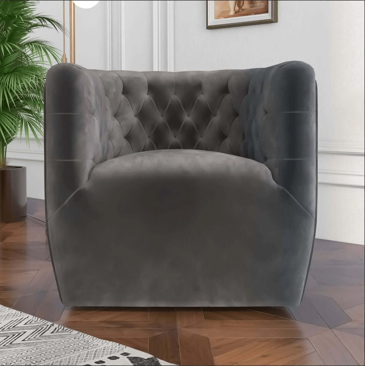 Delaney Tufted Accent Barrel Swivel Chair (6 Colors)