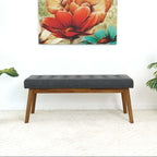 Delilah MCM Tufted Upholstered Fabric Bench