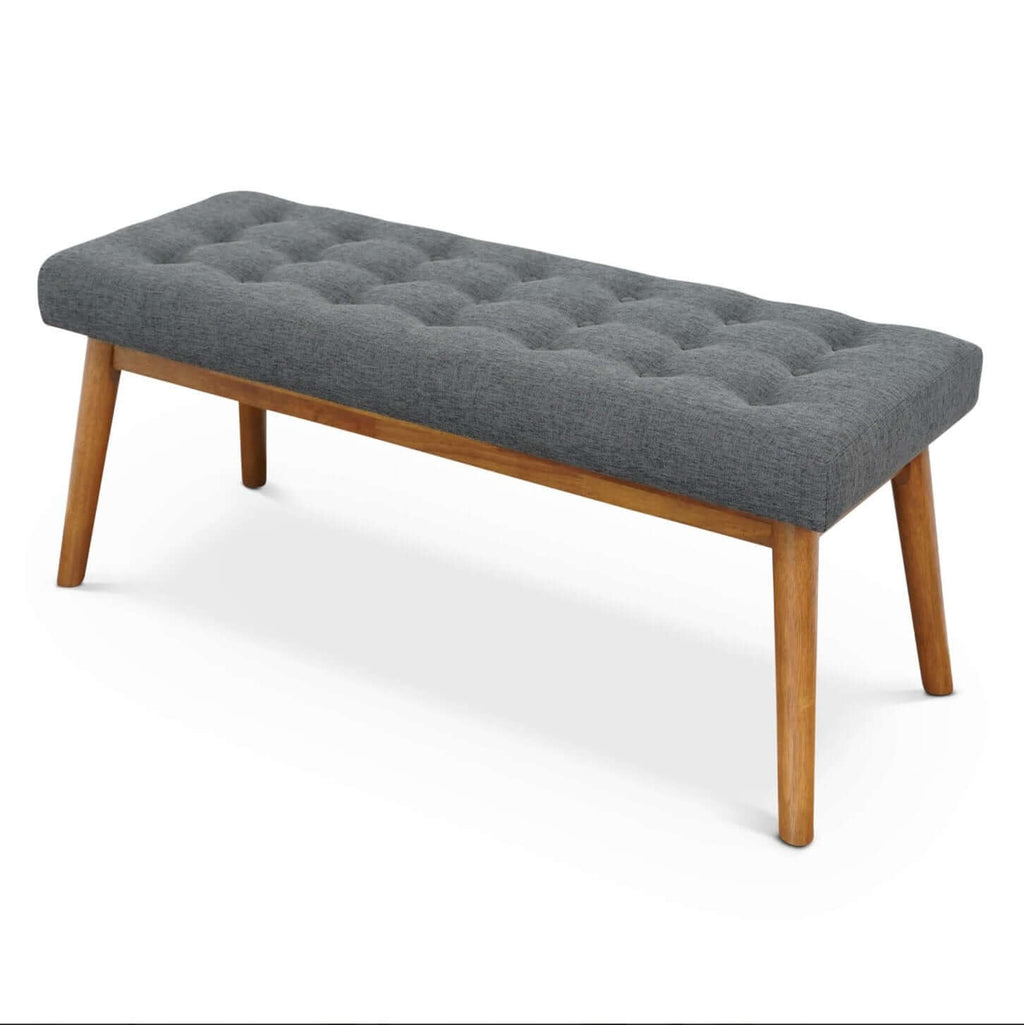 Delilah MCM Tufted Upholstered Fabric Bench