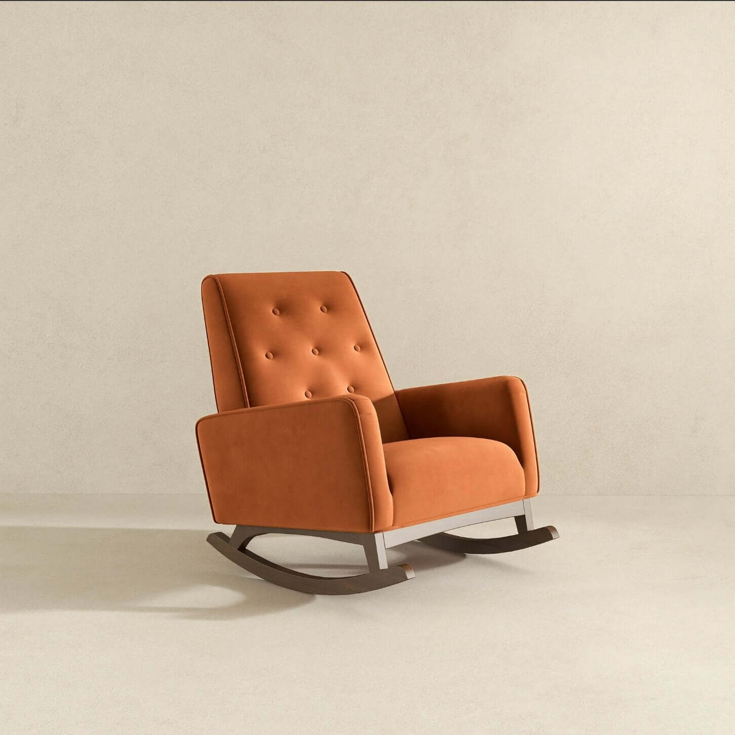 Demetrius Tufted Fabric Solid Wood Rocking Chair