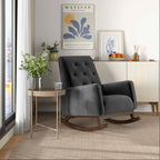 Demetrius Tufted Fabric Solid Wood Rocking Chair