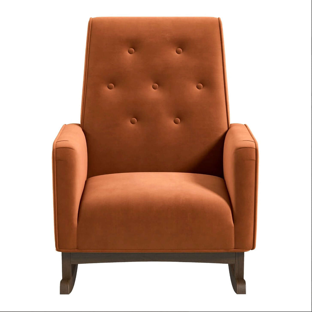 Demetrius Tufted Fabric Solid Wood Rocking Chair