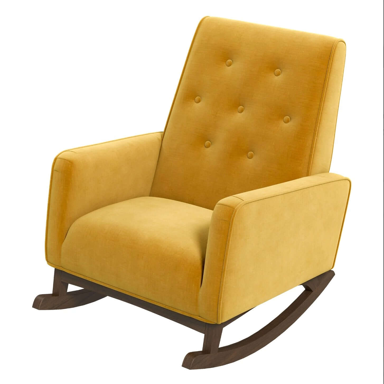 Demetrius Tufted Fabric Solid Wood Rocking Chair