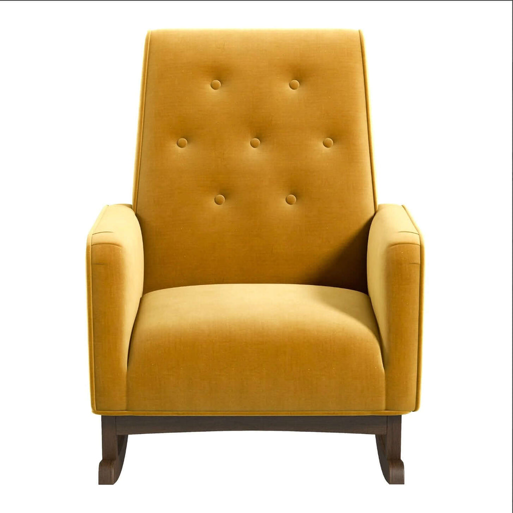 Demetrius Tufted Fabric Solid Wood Rocking Chair