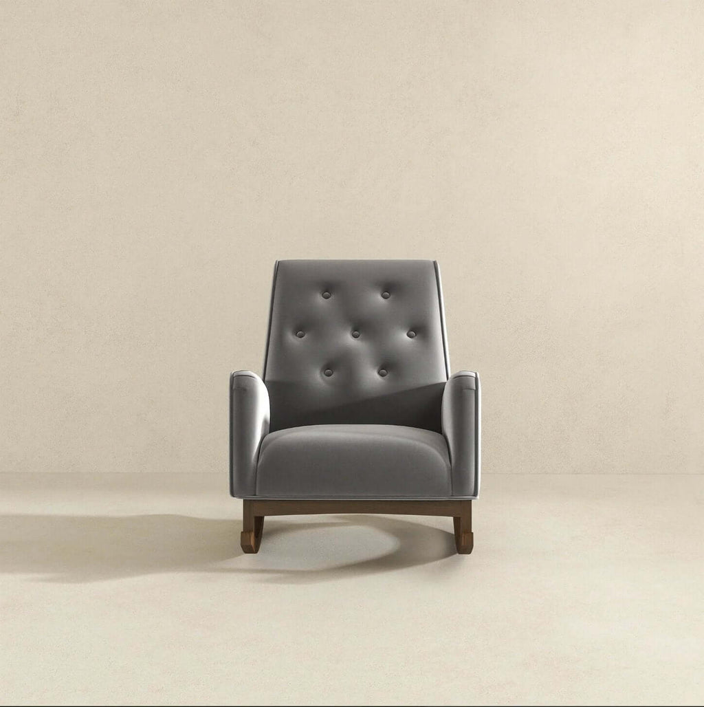 Demetrius Tufted Fabric Solid Wood Rocking Chair