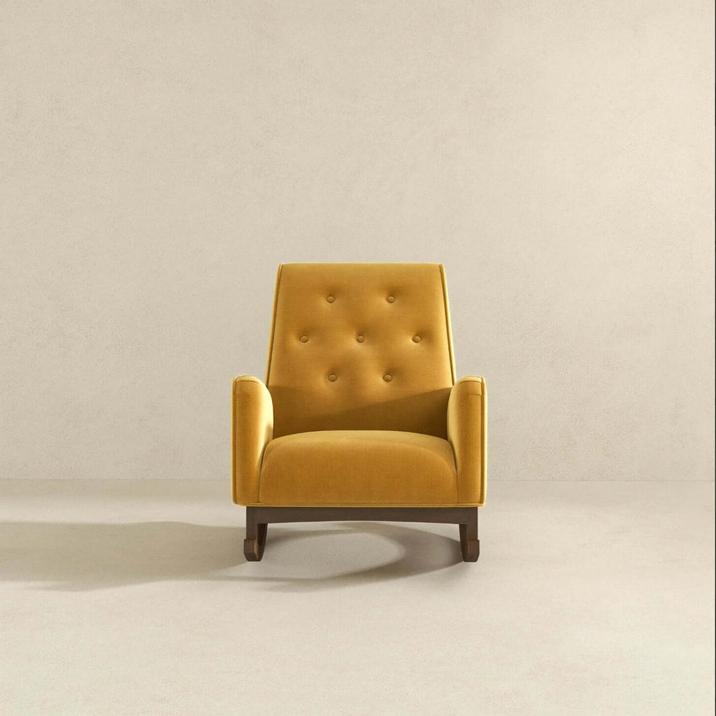 Demetrius Tufted Fabric Solid Wood Rocking Chair