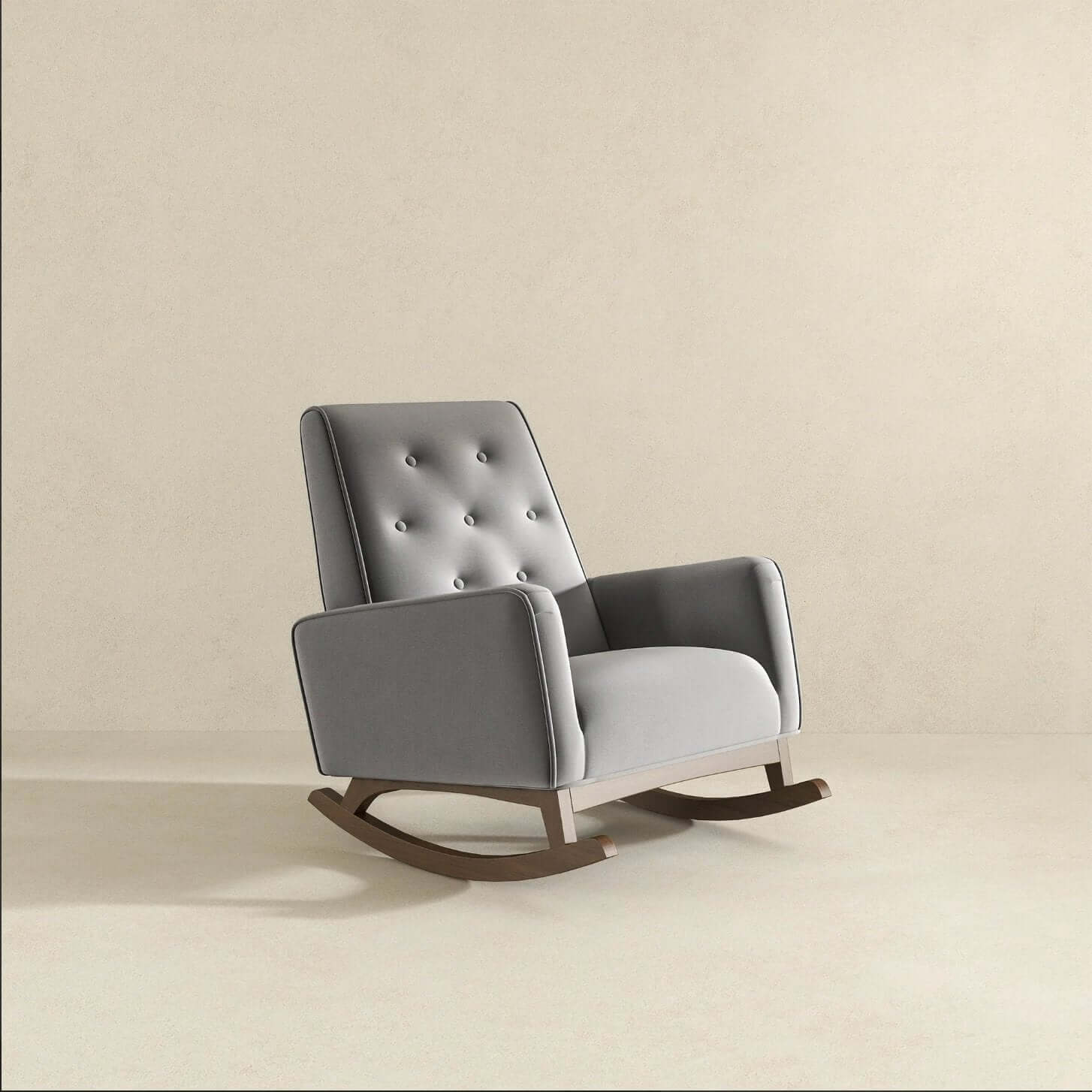 Demetrius Tufted Fabric Solid Wood Rocking Chair