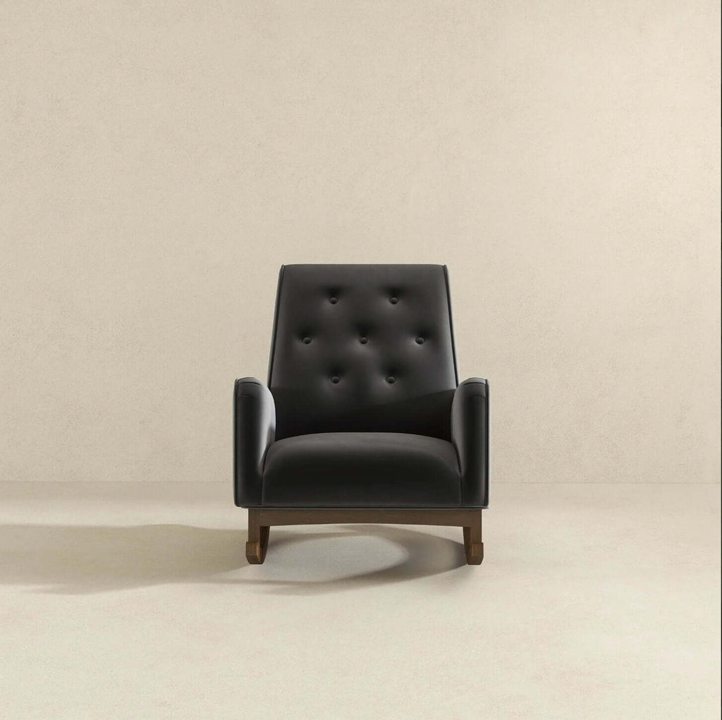 Demetrius Tufted Fabric Solid Wood Rocking Chair