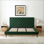 Dillon Button Tufted Velvet Upholstered Platform Bed (4 Colors)