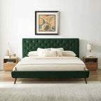Dillon Button Tufted Velvet Upholstered Platform Bed (4 Colors)