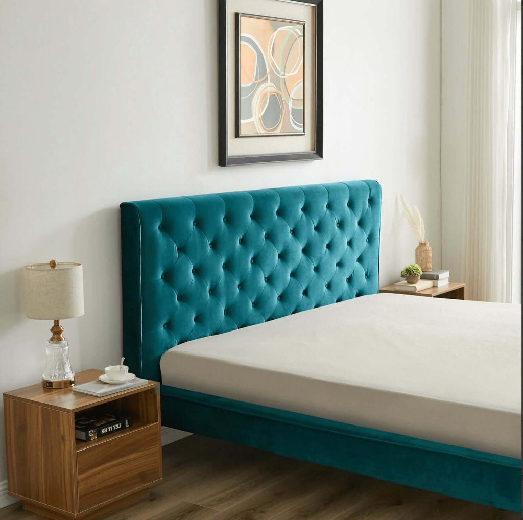 Dillon Button Tufted Velvet Upholstered Platform Bed (4 Colors)