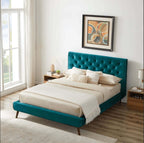 Dillon Button Tufted Velvet Upholstered Platform Bed (4 Colors)