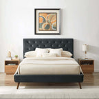 Dillon Button Tufted Velvet Upholstered Platform Bed (4 Colors)