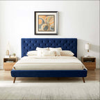 Dillon Button Tufted Velvet Upholstered Platform Bed (4 Colors)