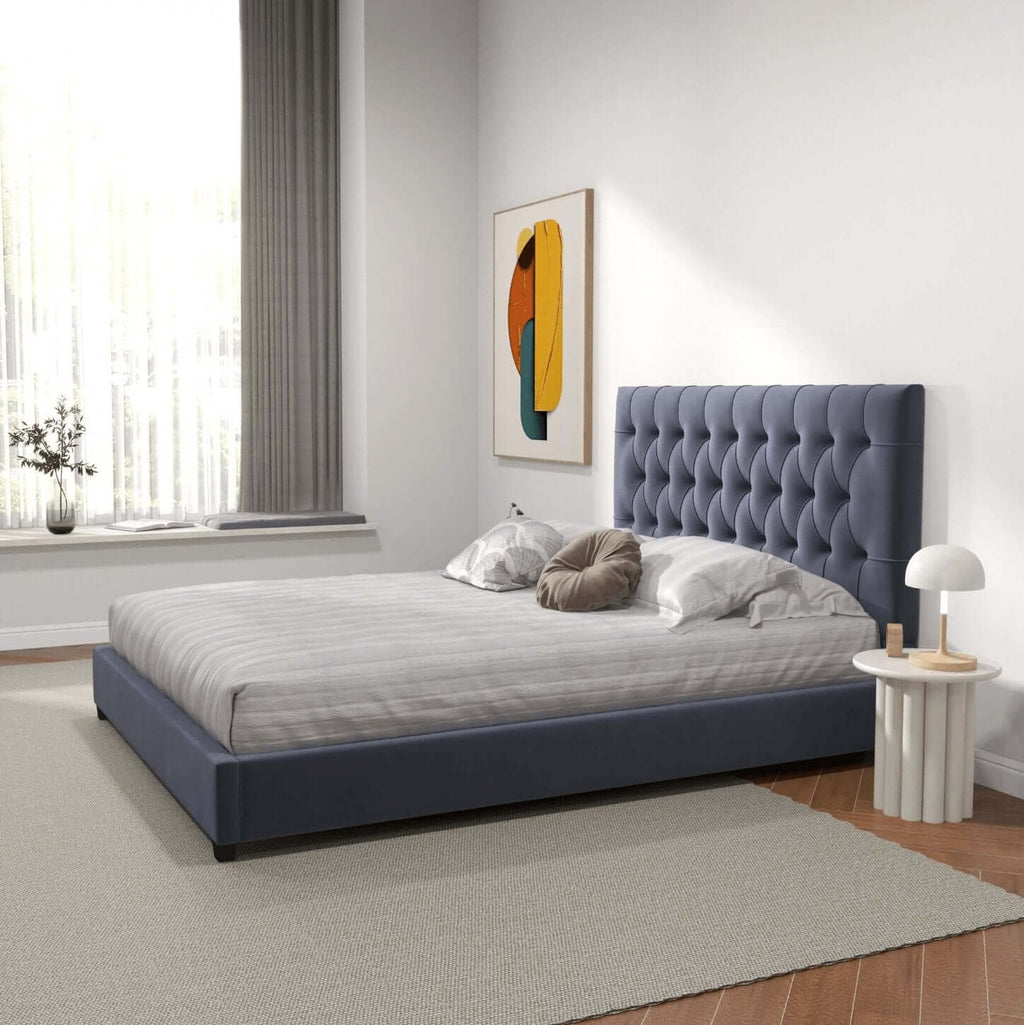 Donald Tufted Velvet Bed Frame Platform (2 Colors)