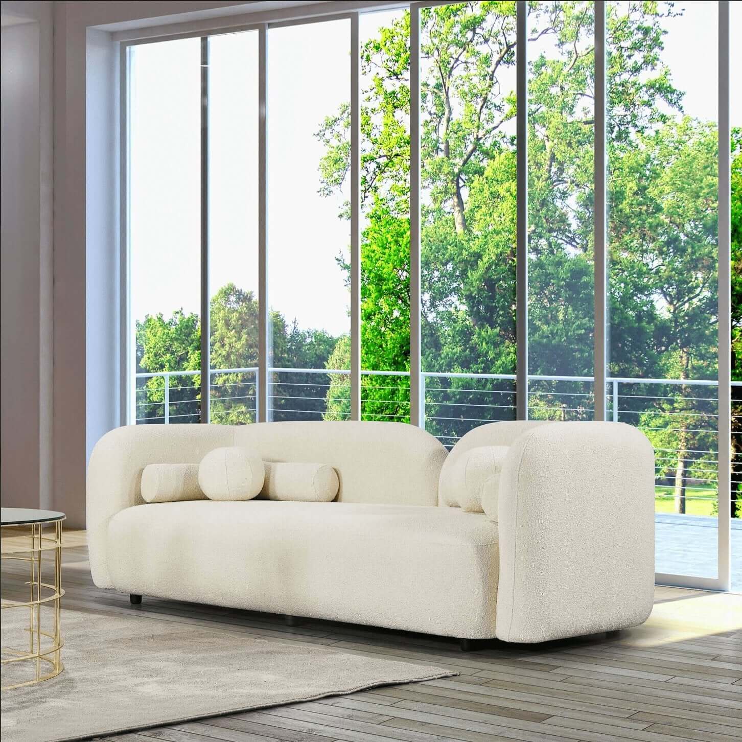 Donna Minimalist Curved Boucle Sofa 93 (3 Colors)