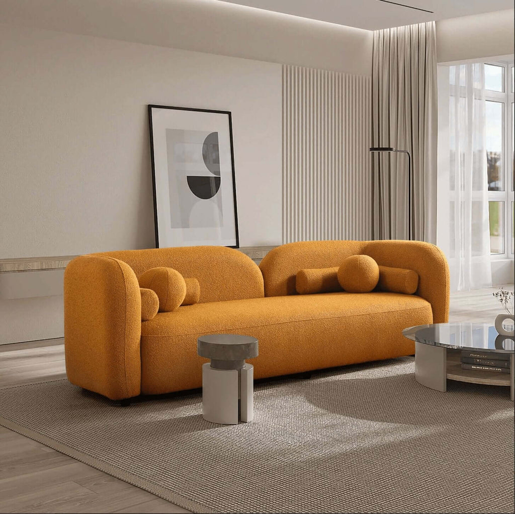 Donna Minimalist Curved Boucle Sofa 93 (3 Colors)