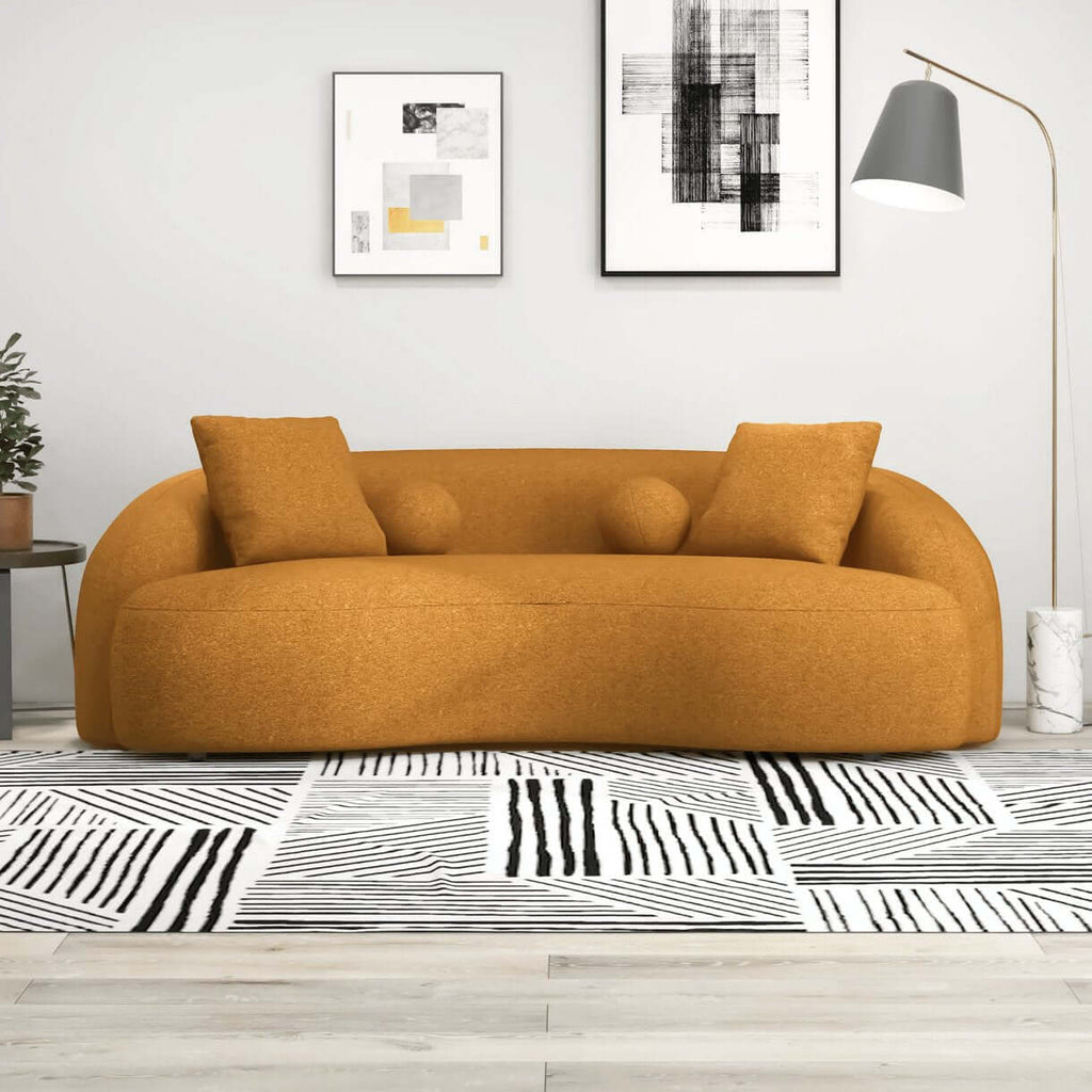 Drake Modern Boucle Upholstered Curved Japandi Sofa 89L