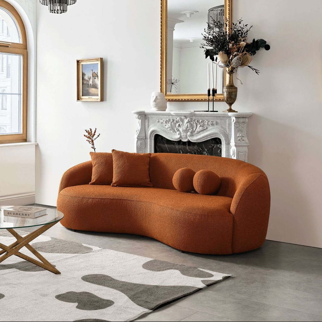 Drake Modern Boucle Upholstered Curved Japandi Sofa 89L