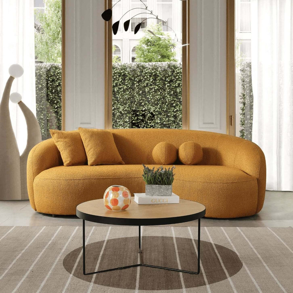 Drake Modern Boucle Upholstered Curved Japandi Sofa 89L