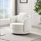 Dylan Rounded Barrel Boucle Lounge Swivel Chair (2 Colors)