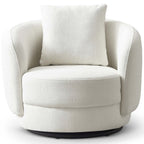 Dylan Rounded Barrel Boucle Lounge Swivel Chair (2 Colors)