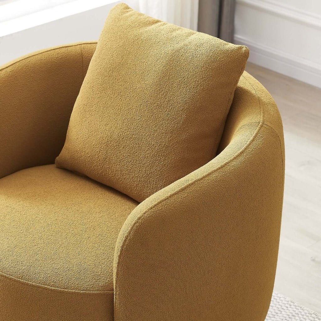 Dylan Rounded Barrel Boucle Lounge Swivel Chair (2 Colors)