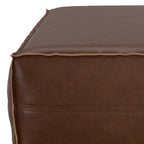 Brody Large Square Brown Faux Leather Ottoman 36W (2 Colors)
