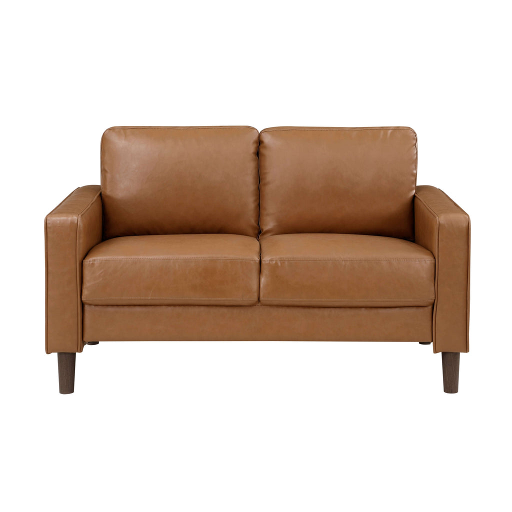 MCM Brown Faux Leather Sofa Loveseat 54L