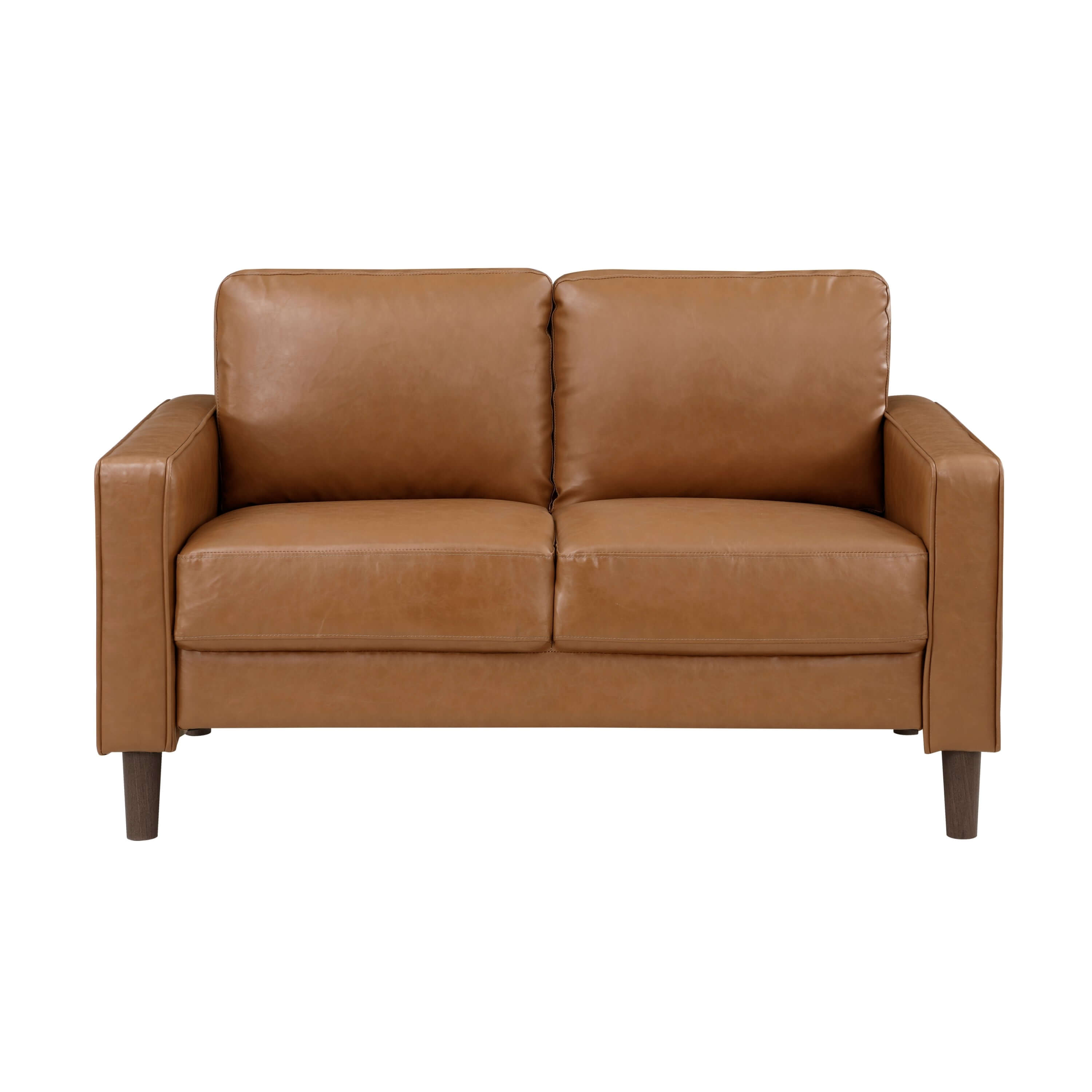 MCM Brown Faux Leather Sofa Loveseat 54L
