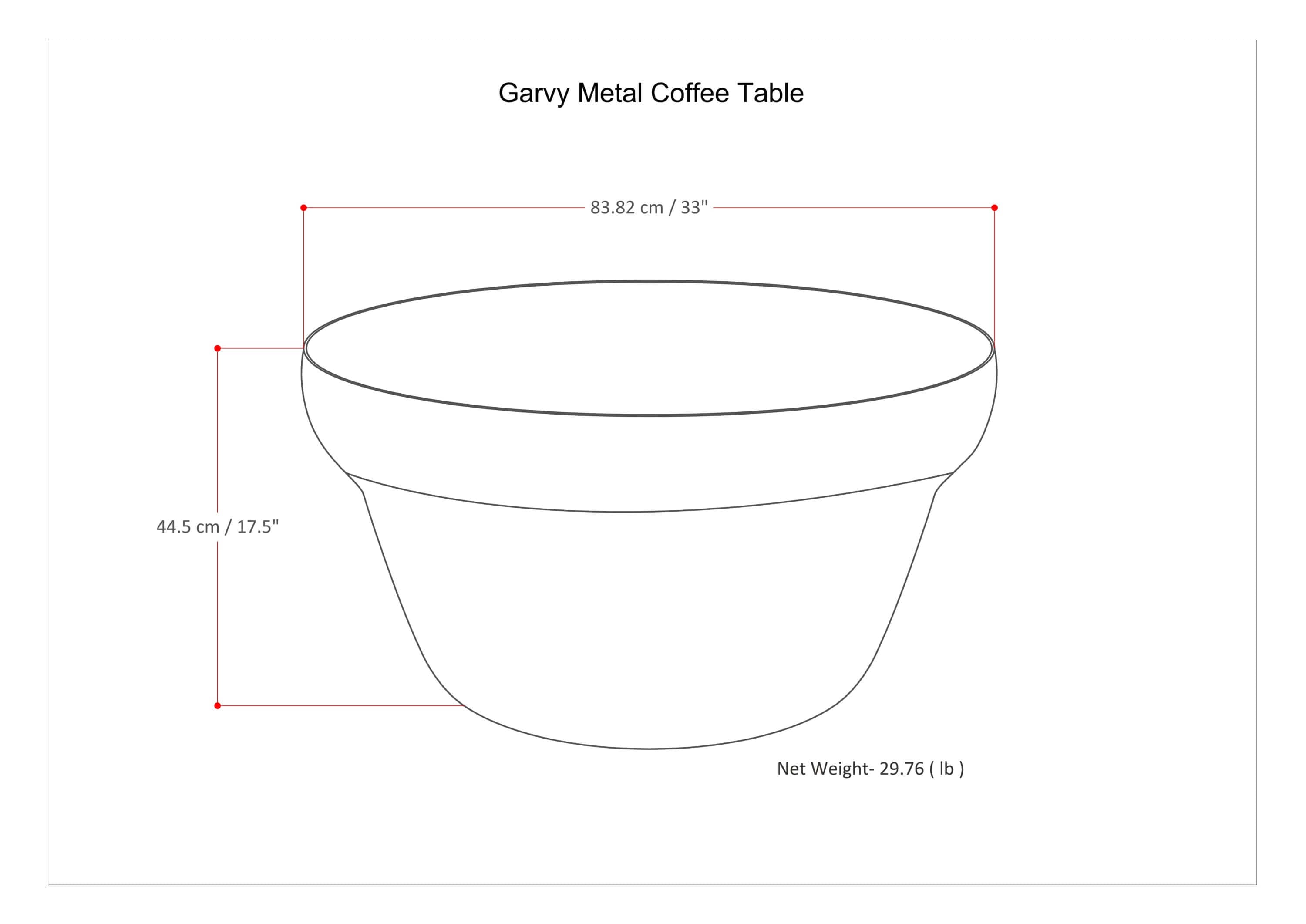 Garvy Rustic Bronze Metal Round Coffee Table 33'