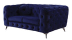 Atronia Luxe Deco Blue Velvet Sofa Loveseat 72L