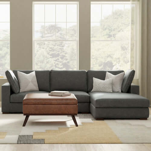 Charlie Modern Deep Seat Sectional Chaise Sofa 122 (2 Colors)