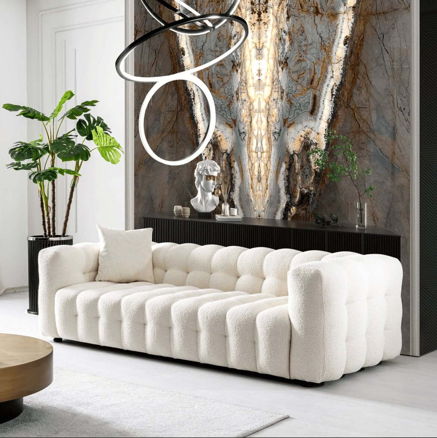 Eden Modern Boucle Bubble Sofa 90
