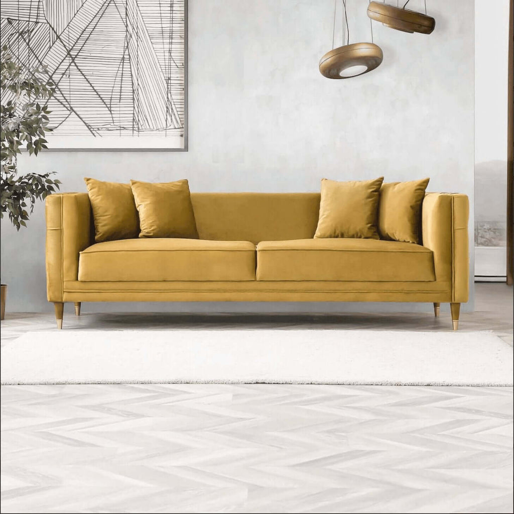 Edward Midcentury Tufted Velvet Upholstered Sofa 90L