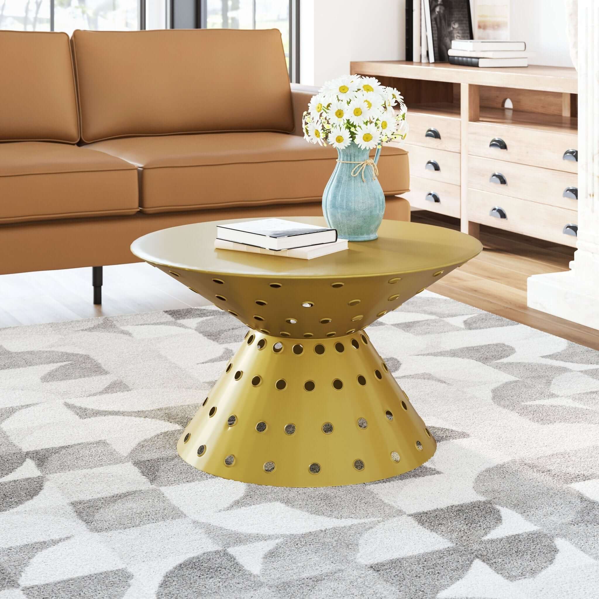 Electron Gold Metal Retro Round Coffee Table 30