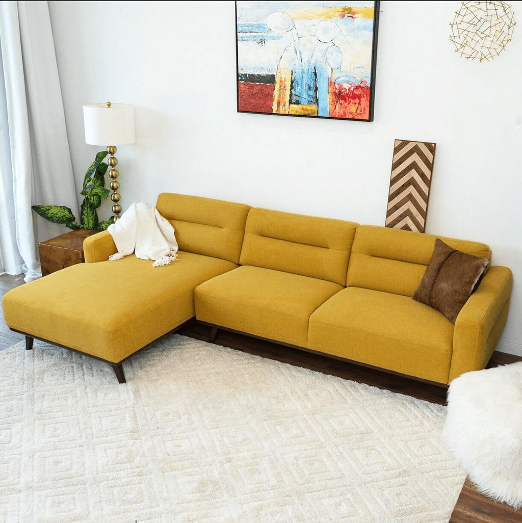 Ella Yellow L-Shape Sectional Chaise Sofa 109